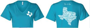 Aqua V-Neck Texas Colleges T-shirt
