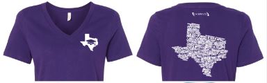 Purple V-Neck Texas Colleges T-shirt